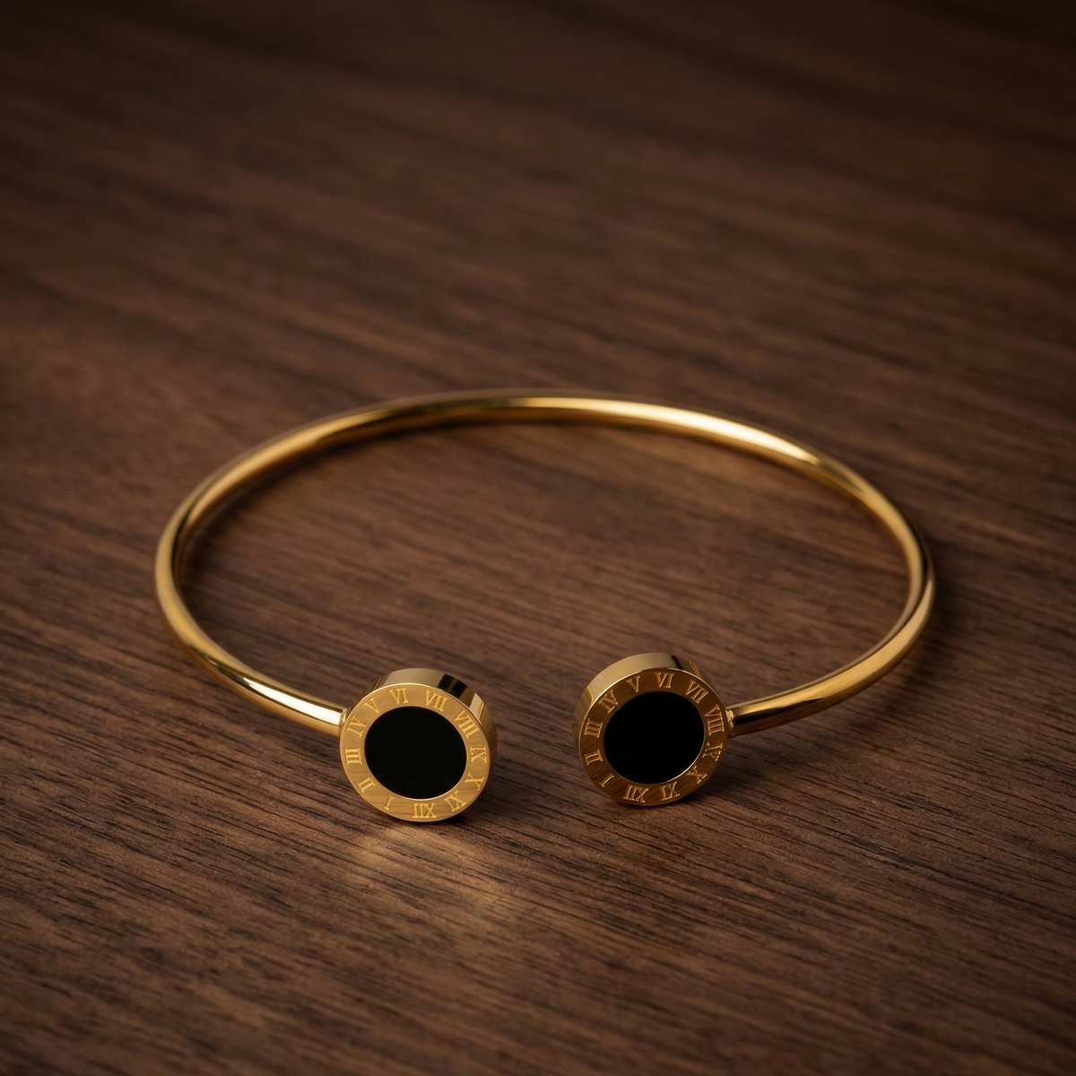 Onyx Bangle Bracelet — 18K Gold Plated