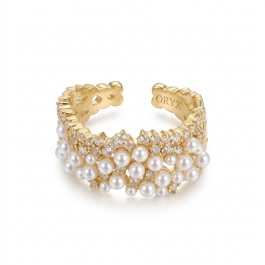 18K Beaded Adjustable Ring