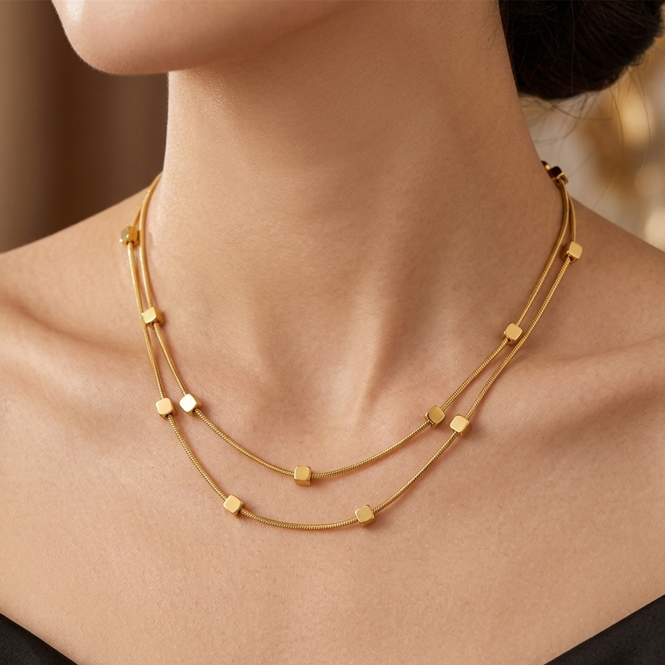 Vintage Geometric Necklace 18K Gold