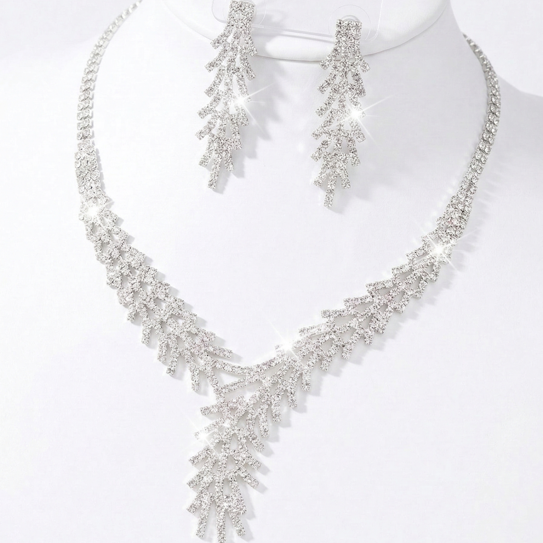Zircon Stone Set Necklace + Complimentary Earrings