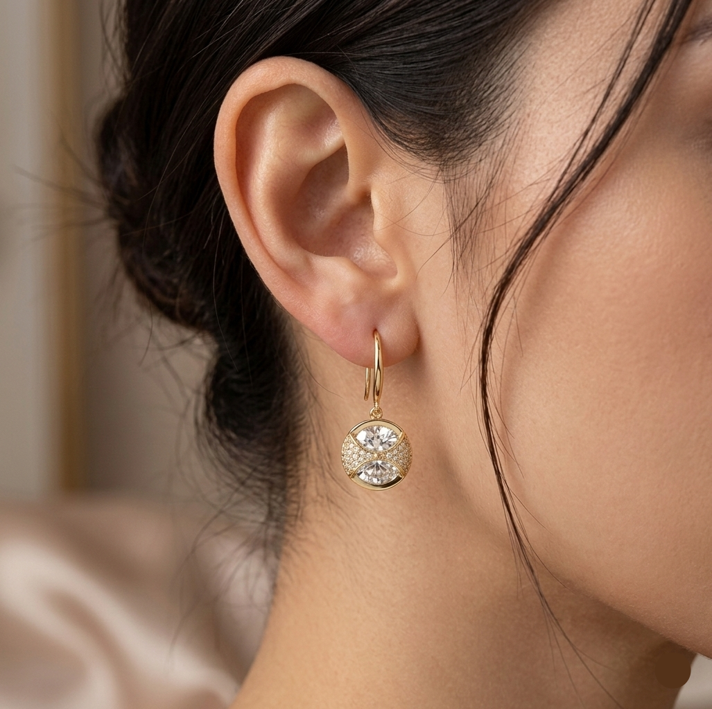 Luxury Circle Earrings Set with Zirconium