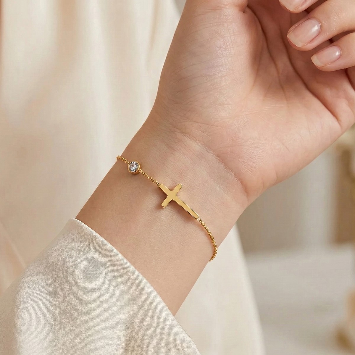 Cross Bracelet with Zirconia