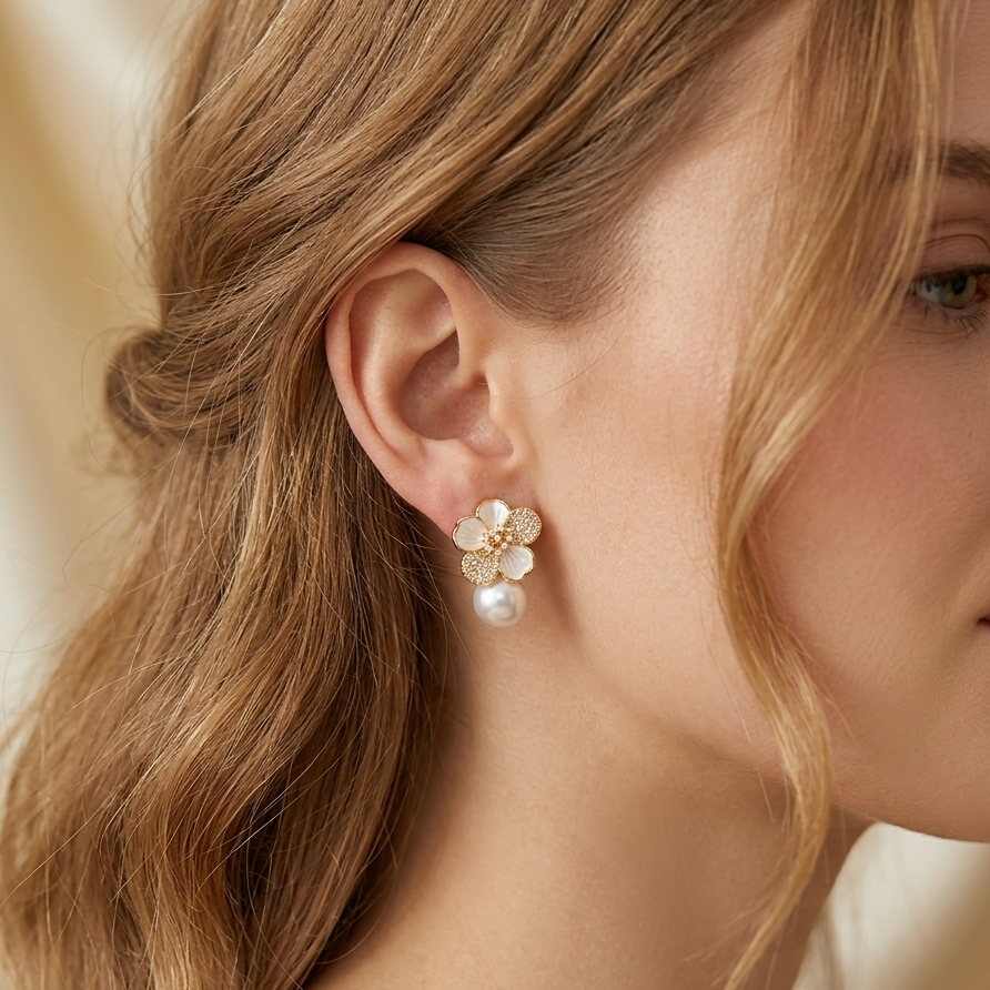 Pearlescent Floral Earrings