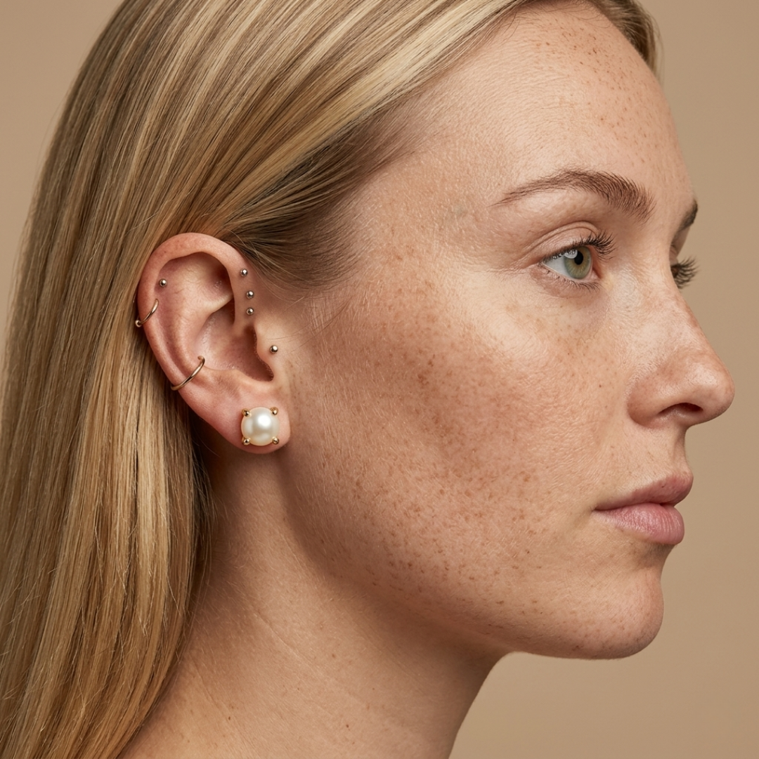 18K Gold Pearl Earrings