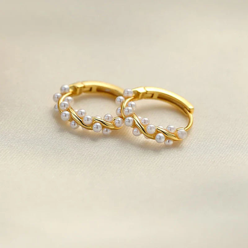 18K Gold Mother-of-Pearl Hoop Earring