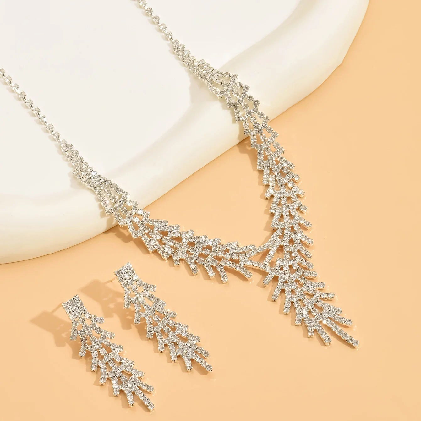 Zircon Stone Set Necklace + Complimentary Earrings