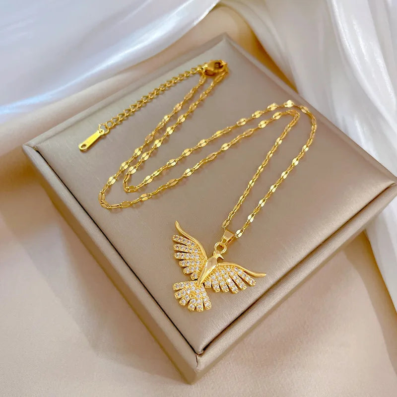 18K Zirconia Bird Necklace