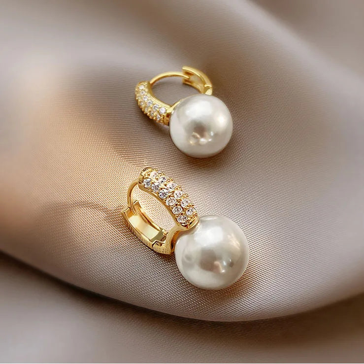 Pearl Earrings Set with Zirconium