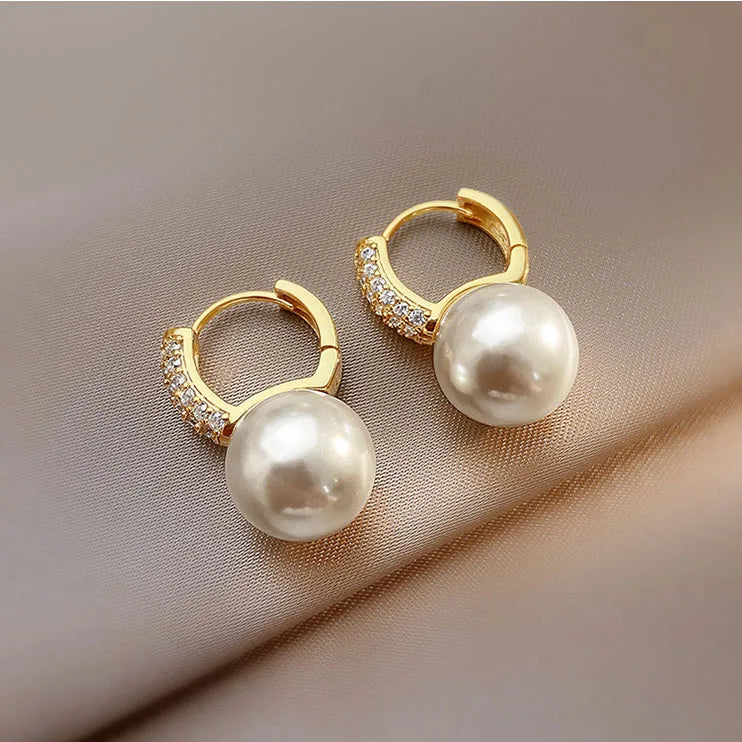 Pearl Earrings Set with Zirconium