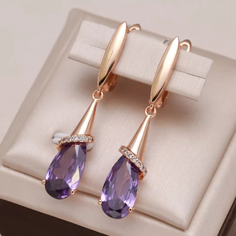 Zirconia Set Earrings in 18K Gold