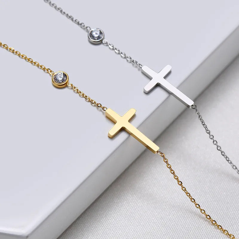 Cross Bracelet with Zirconia