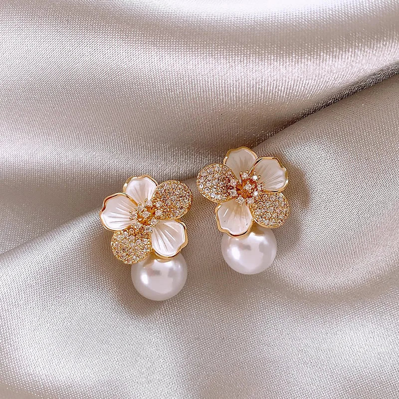 Pearlescent Floral Earrings