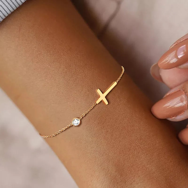 Cross Bracelet with Zirconia