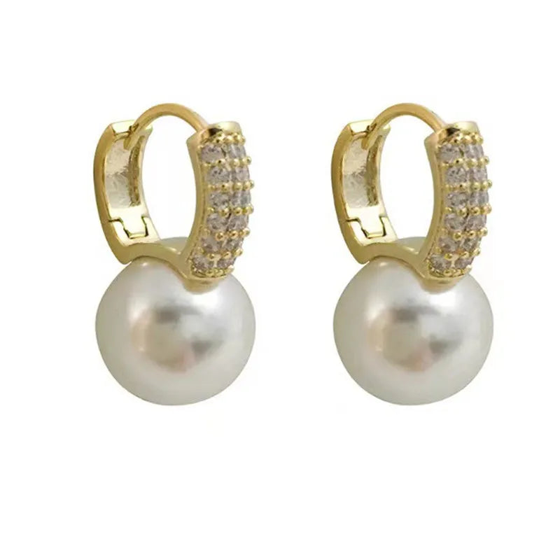 Pearl Earrings Set with Zirconium