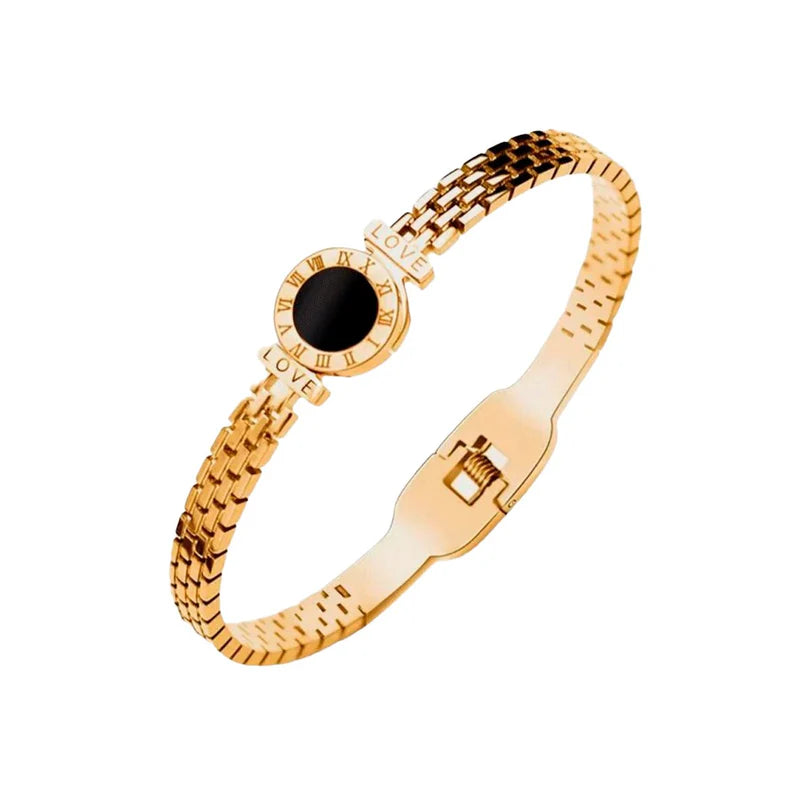Hera Onyx Stone Bangle Bracelet — 18K Gold Plated