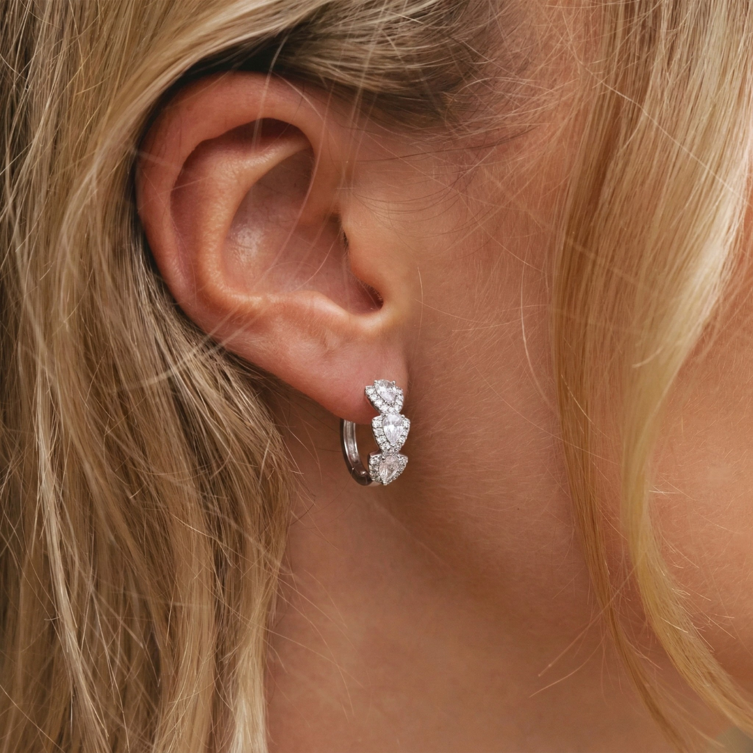 Elegant Hoop Earrings with Zirconium Stones
