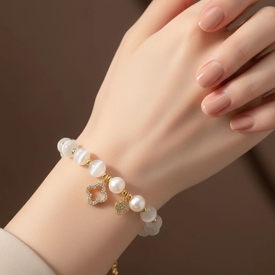 Zirconium-Studded Pearl Bracelet