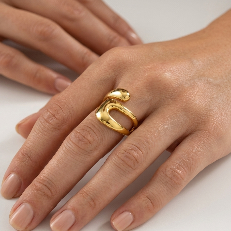 Geometric Minimalist Adjustable Ring