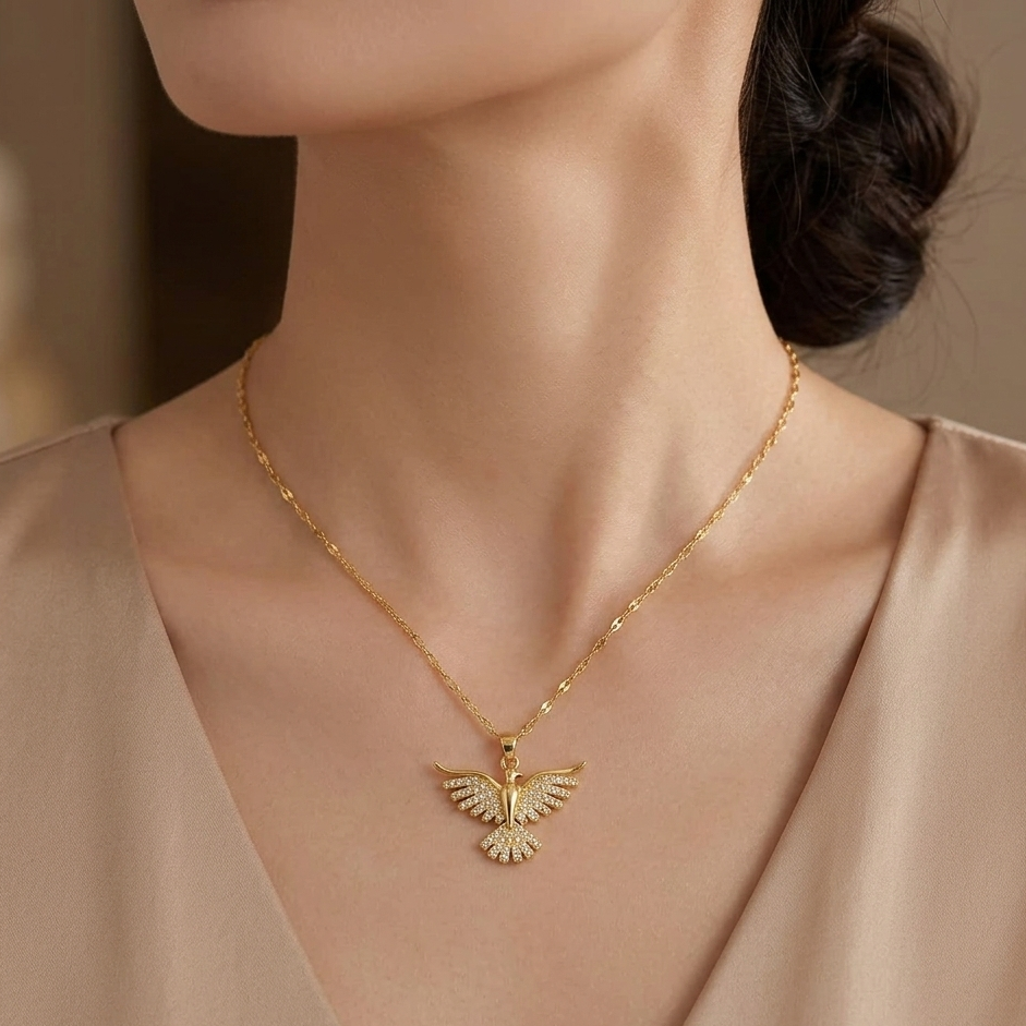 18K Zirconia Bird Necklace