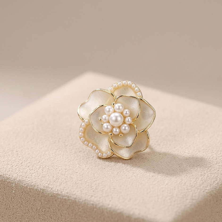 White Floral Earrings with Pearls