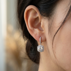 Square Hoop Earrings Set with Zirconium