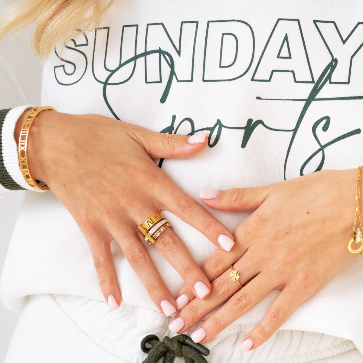 Triple Band Roman Numeral Ring — 18K Gold PVD