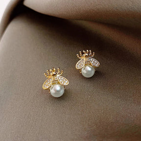Bee Earrings Set with Zirconium