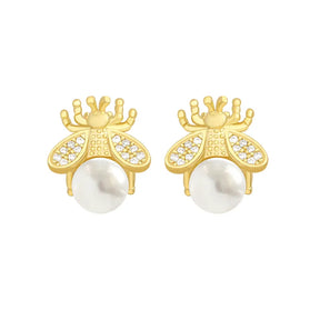 Bee Earrings Set with Zirconium