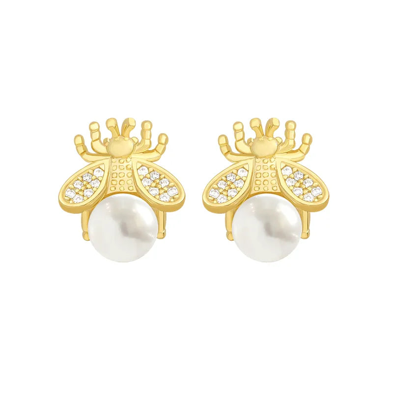 Bee Earrings Set with Zirconium
