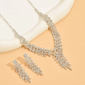 Zircon Stone Set Necklace + Complimentary Earrings