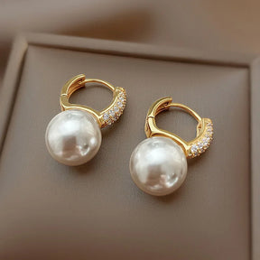Pearl Earrings Set with Zirconium