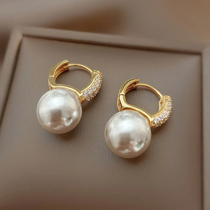 Pearl Earrings Set with Zirconium