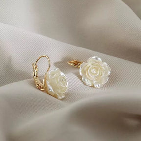 Luxy White Rose Earrings