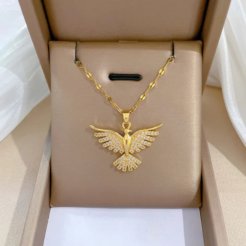 18K Zirconia Bird Necklace