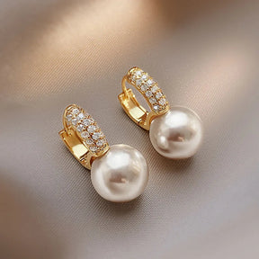 Pearl Earrings Set with Zirconium
