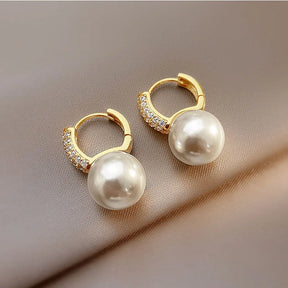 Pearl Earrings Set with Zirconium