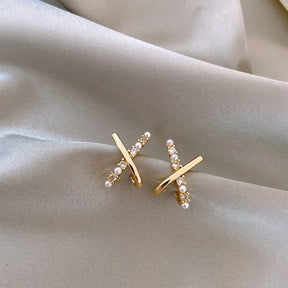 Double Zirconia Stud Earrings