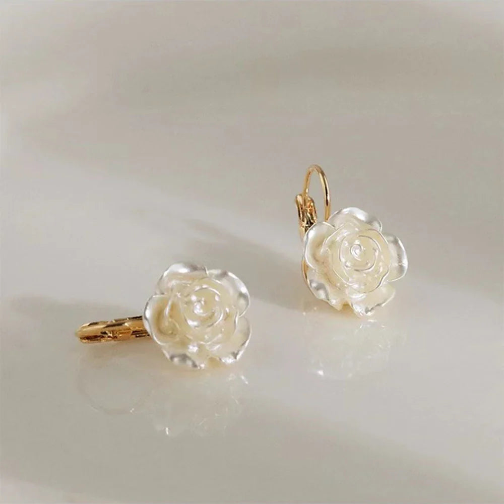 Luxy White Rose Earrings