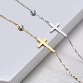 Cross Bracelet with Zirconia