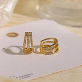Triple Zirconia-Encrusted Earring