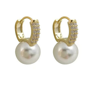 Pearl Earrings Set with Zirconium