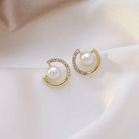 Zirconia-Set Pearl Earrings
