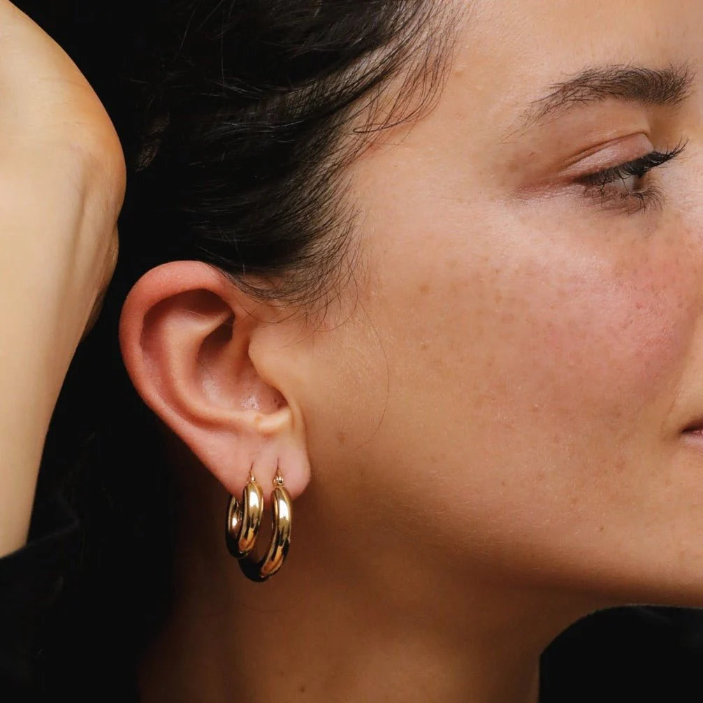 Lele G Tube Hoop Earrings — 18K Gold Plated